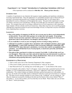 Experiment 2: An “Atomic” Introduction to Conducting Calculations
