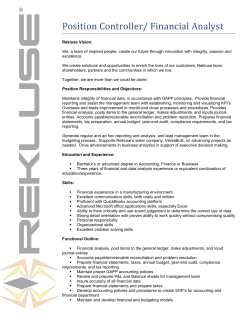 Position Controller/ Financial Analyst