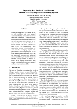 Improving Text Retrieval Precision and Answer