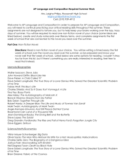 AP Language and Composition Required Summer Work 2016