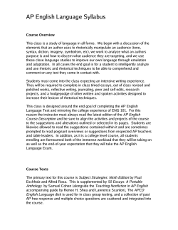 AP English Language Syllabus