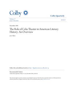The Role of Celia Thaxter in American Literary History: An Overview