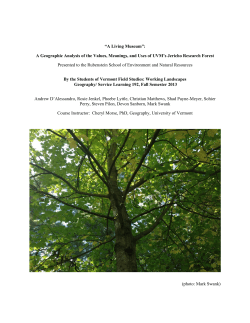 A Geographic Analysis of UVM`s Jericho Research Forest