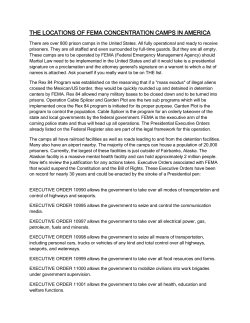 the locations of fema concentration camps in