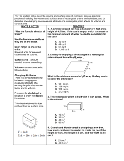 7.5 The student will a) describe volume and surface area of cylinders