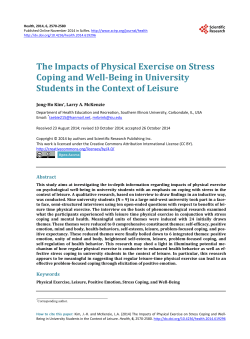 The Impacts of Physical Exercise on Stress Coping and Well