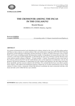 THE CROSSOVER AMONG THE INCAS IN THE COLLASUYU