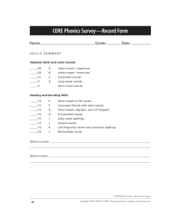 CORE Phonics Survey&mdash;Record Form