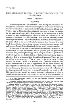 Life Insurance Trusts: A Recapitulation for the Draftsman