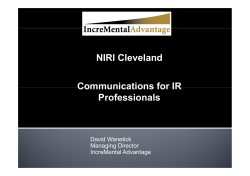 Communications for IR Professionals