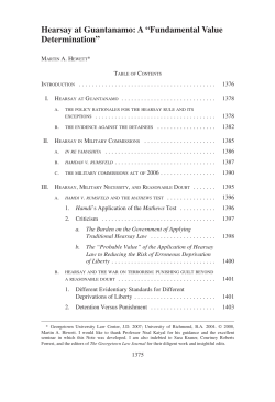 Hearsay at Guantanamo: A &ldquo;Fundamental Value Determination&rdquo;