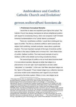 Ambivalence and Conflict: Catholic Church and Evolution1 gereon