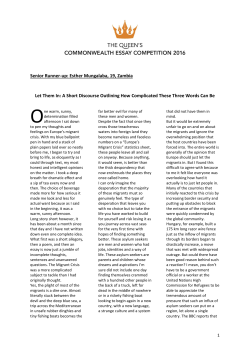 Senior Runner-up: Esther Mungalaba, 19, Zambia Let Them In: A