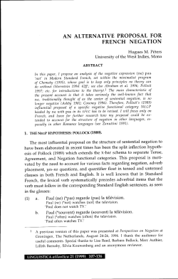 AN ALTERNATIVE PROPOSAL FOR FRENCH NEGATION