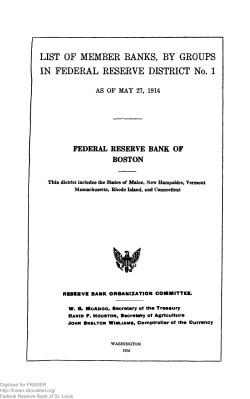 List of Member Banks, by Groups, in Federal Reserve Districts, as of