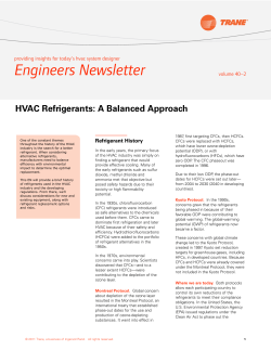 HVAC Refrigerant Evolution and Regulation
