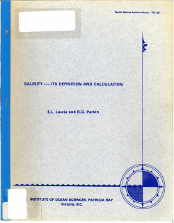 Salinity : its definition and calculation