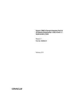 Oracle&reg; CRM On Demand Integration Pack for JD Edwards