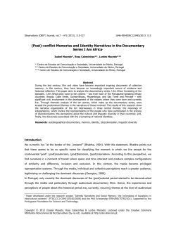 (Post)-conflict Memories and Identity Narratives in the Documentary