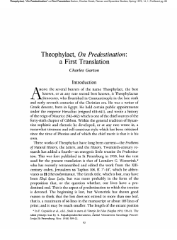 Theophylact, On Predestination: a First Translation