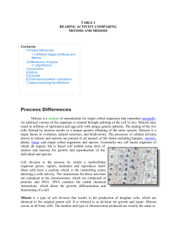Table 2 Reading Activity Comparing Mitosis and Meiosis