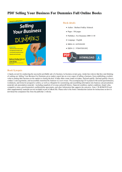PDF Selling Your Business For Dummies Full Online Books