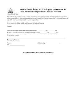 Natural Lands Trust, Inc. Participant Information for Hike, Paddle and