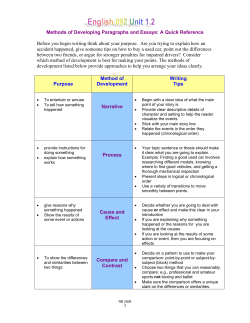 Methods of Developing Paragraphs and Essays: A Quick Reference