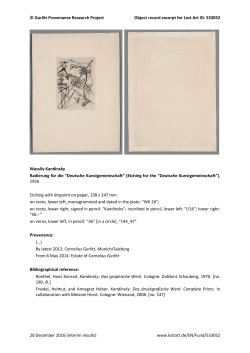 Gurlitt Provenance Research Project Object record excerpt for Lost