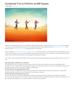 Acclaimed Trio to Perform at Mill Square