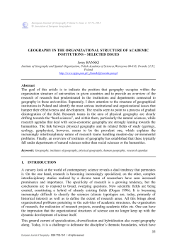 55 GEOGRAPHY IN THE ORGANIZATIONAL STRUCTURE OF