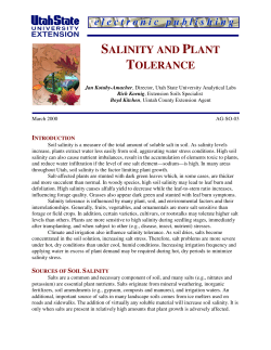 Salinity and Plant Tolerance