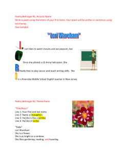 Poetry Bellringer #1, Acrostic Name Write a poem using the letters of