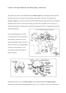 Lecture 8. The Upper Pleistocene and Homo sapiens