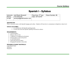 Spanish I &ndash; Syllabus - School District of Crandon