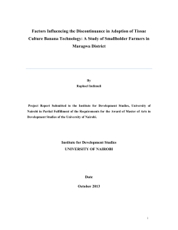 Factors Influencing the Discontinuance in Adoption of Tissue Culture