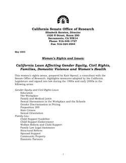 California Senate Office of Research California Laws Affecting