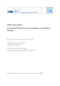 Consumer Preferences in Monopolistic Competition Models