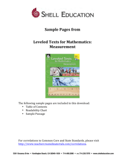 Sample Pages from Leveled Texts for Mathematics: Measurement