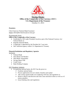 Meeting Minutes Office of the Comptroller of the Currency (OCC