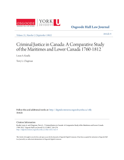 A Comparative Study of the Maritimes and Lower Canada 1760-1812