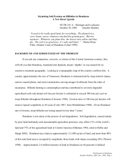 Stymieing Soil Erosion on Hillsides in Honduras A New Rural