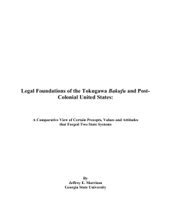 Legal Foundations of the Tokugawa Bakufu and Post