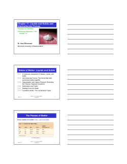 Chapter 11: Liquids and Solids and Intermolecular Forces States of