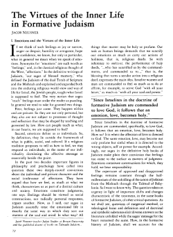 The Virtues of the Inner Life in Formative Judaism