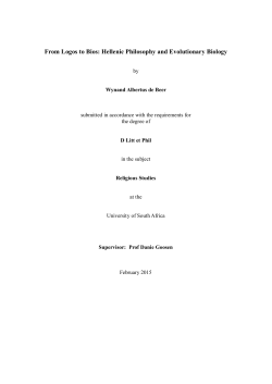 From Logos to Bios: Hellenic Philosophy and Evolutionary Biology