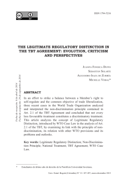 the legitimate regulatory distinction in the tbt agreement