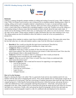 FOR-PD`s Reading Strategy of the Month Rationale: Cubing is a