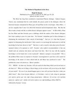 The Method of Hypothesis in the Meno - philosophy