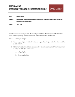 AISD Approved Dual Credit Courses for Austin Community College